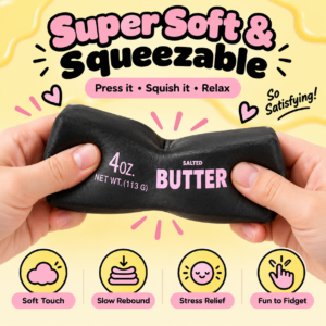 🧈✨ Butter Stick Squishy Toy – Realistic 4oz Butter Bar Sensory Squeeze Toy, Cute Stress Relief Fidget Collectible