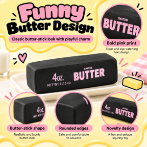 🧈✨ Butter Stick Squishy Toy – Realistic 4oz Butter Bar Sensory Squeeze Toy, Cute Stress Relief Fidget Collectible