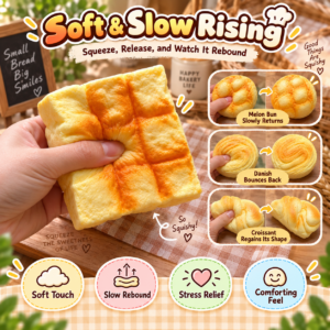 🧸🍞 Squishy Bread Assortment – 4 Bakery-Themed Fidget Toys for Kids