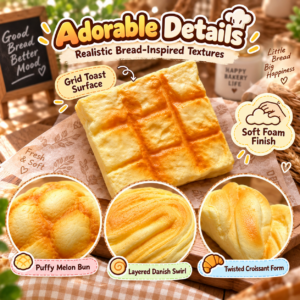 🧸🍞 Squishy Bread Assortment – 4 Bakery-Themed Fidget Toys for Kids