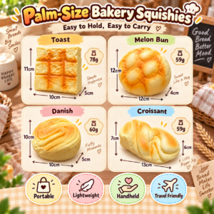 🧸🍞 Squishy Bread Assortment – 4 Bakery-Themed Fidget Toys for Kids