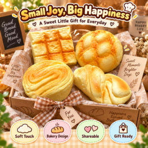 🧸🍞 Squishy Bread Assortment – 4 Bakery-Themed Fidget Toys for Kids