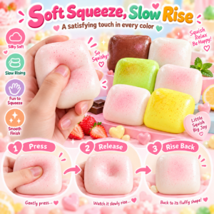 🧊 Sugar Squishy Cube – Sticker-Labeled Speckled Squeeze Toy Assortment 🍬