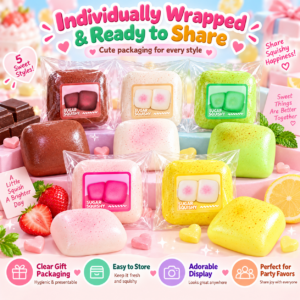 🧊 Sugar Squishy Cube – Sticker-Labeled Speckled Squeeze Toy Assortment 🍬