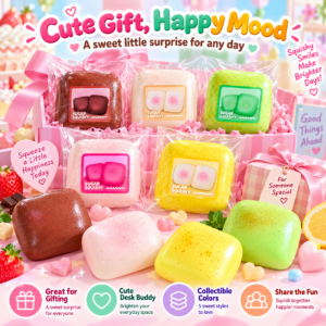 🧊 Sugar Squishy Cube – Sticker-Labeled Speckled Squeeze Toy Assortment 🍬
