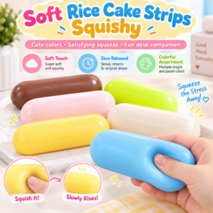 🍡🌈 Food-Themed Squishy Toy – Kawaii Mochi & Rice Cake Strips
