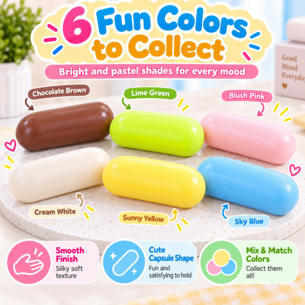 🍡🌈 Food-Themed Squishy Toy – Kawaii Mochi & Rice Cake Strips