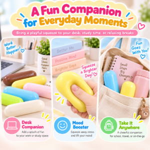 🍡🌈 Food-Themed Squishy Toy – Kawaii Mochi & Rice Cake Strips
