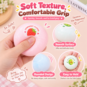 🍓🍡 Kawaii Food-Themed Round Squishy Balls - Pastel Dessert & Fruit Collection