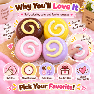 🍩✨ Donut Swirl Molded Fidget Toy – Dessert-Replica with Spiral Top