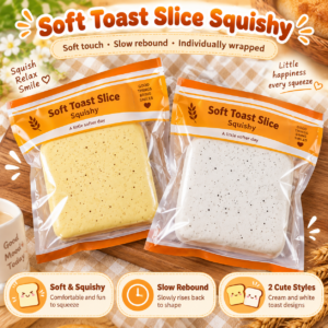 🍪🧸 Food-Replica Squishy Slab – Japanese-Style Pouch Squeeze Toy