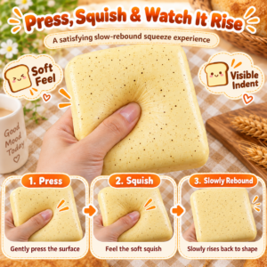 🍪🧸 Food-Replica Squishy Slab – Japanese-Style Pouch Squeeze Toy