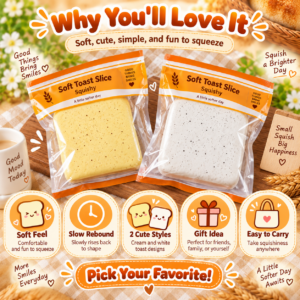 🍪🧸 Food-Replica Squishy Slab – Japanese-Style Pouch Squeeze Toy