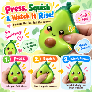 🍉 Fruit Squishy Toy Set – 6 Kawaii Fruit Characters 🍍