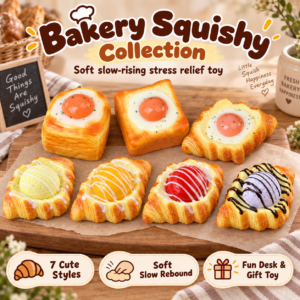 🍳🥐 Baked Pastry Egg Toast Breakfast Squishy Toy Collection