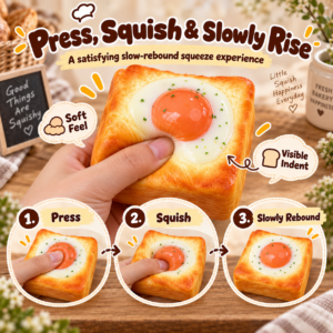 🍳🥐 Baked Pastry Egg Toast Breakfast Squishy Toy Collection