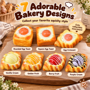 🍳🥐 Baked Pastry Egg Toast Breakfast Squishy Toy Collection