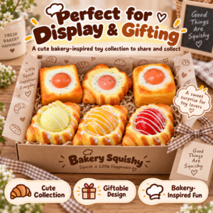 🍳🥐 Baked Pastry Egg Toast Breakfast Squishy Toy Collection