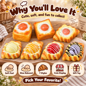 🍳🥐 Baked Pastry Egg Toast Breakfast Squishy Toy Collection