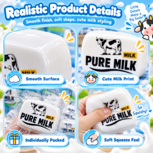 🥛🐄 Milk Block Squeeze & Fidget Toy – Kawaii Cow Theme