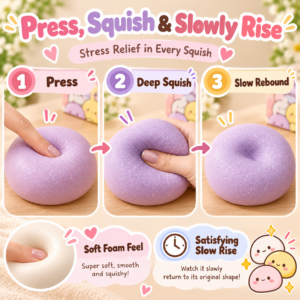 🍑✨ Peach Pink Round Squishy Ball – Soft Speckled Sensory Squeeze Toy, Stress Relief Fidget Ball & Cute Collectible