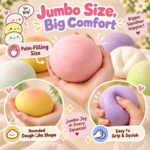 🍑✨ Peach Pink Round Squishy Ball – Soft Speckled Sensory Squeeze Toy, Stress Relief Fidget Ball & Cute Collectible