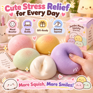 🍑✨ Peach Pink Round Squishy Ball – Soft Speckled Sensory Squeeze Toy, Stress Relief Fidget Ball & Cute Collectible