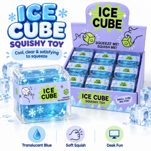 ❄️ Ice Cube Squishy Squeeze Toy with Snowflake Motifs