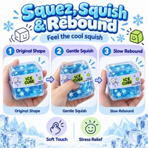 ❄️ Ice Cube Squishy Squeeze Toy with Snowflake Motifs