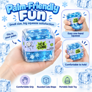 ❄️ Ice Cube Squishy Squeeze Toy with Snowflake Motifs