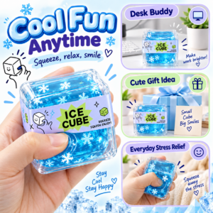 ❄️ Ice Cube Squishy Squeeze Toy with Snowflake Motifs