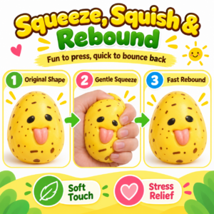 🥔😜 Cartoon Potato Character Squishy Toy – Silly Face Fidget Assortment