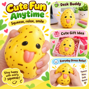 🥔😜 Cartoon Potato Character Squishy Toy – Silly Face Fidget Assortment