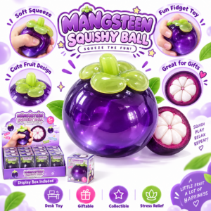 Mangosteen Fruit Squishy Ball – Kawaii Tropical Fidget Toy