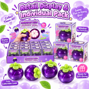 Mangosteen Fruit Squishy Ball – Kawaii Tropical Fidget Toy