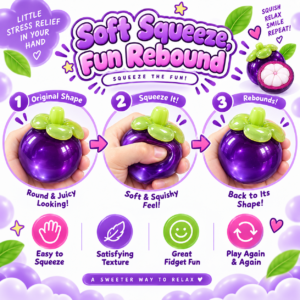 Mangosteen Fruit Squishy Ball – Kawaii Tropical Fidget Toy
