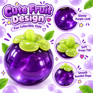 Mangosteen Fruit Squishy Ball – Kawaii Tropical Fidget Toy
