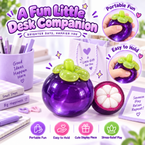 Mangosteen Fruit Squishy Ball – Kawaii Tropical Fidget Toy