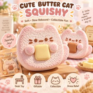 🐱🧈 Kawaii Butter Cat Squishy Toy – Animal-Shaped Fidget Collectible