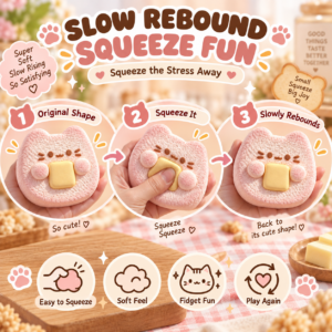 🐱🧈 Kawaii Butter Cat Squishy Toy – Animal-Shaped Fidget Collectible