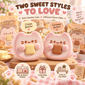 🐱🧈 Kawaii Butter Cat Squishy Toy – Animal-Shaped Fidget Collectible
