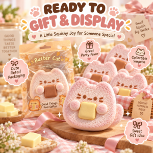 🐱🧈 Kawaii Butter Cat Squishy Toy – Animal-Shaped Fidget Collectible