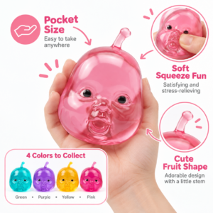 🍐 Fruit Baby Squishy Toy – Teardrop Baby-Face Novelty Squishy 🧸