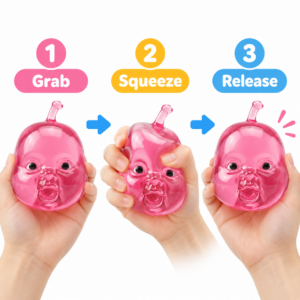 🍐 Fruit Baby Squishy Toy – Teardrop Baby-Face Novelty Squishy 🧸