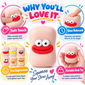 🧼😊 Emoji-Faced Soap Bar Squishy Toys – Six-Piece Display Box