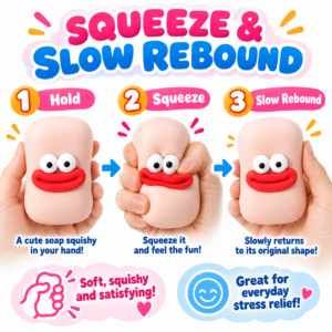🧼😊 Emoji-Faced Soap Bar Squishy Toys – Six-Piece Display Box