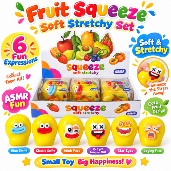 🍐😊 Fruit-Themed Emoji Squeeze Toy Assortment