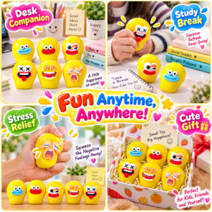 🍐😊 Fruit-Themed Emoji Squeeze Toy Assortment