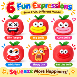 🍎 Fruit Squeezing Toy – Cartoon Face Squishy Assortment