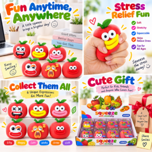 🍎 Fruit Squeezing Toy – Cartoon Face Squishy Assortment